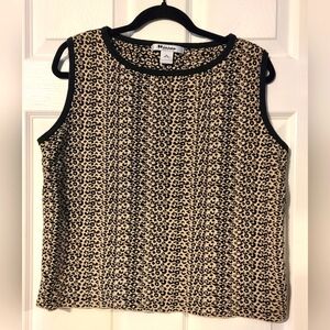 VINTAGE Nygard Womens Shirt XL 18-20 Tan Black Cheeta Sleeveless Pullover Top